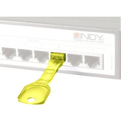 USB port blokkoló dugó, vakdugó, kiszedő szerszámmal, sárga, Lindy 40482