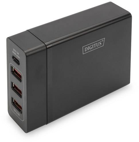 Digitus DA-10195 USB-s töltőkészülék 72 W 1x USB-C®, 3x USB-A Power Delivery Fekete Beltér USB Power Delivery (USB-PD)