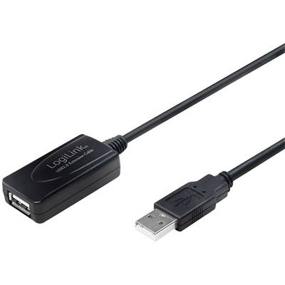 LogiLink USB kábel USB 2.0 USB-A dugó, USB-A alj 10.00 m Fekete  UA0143