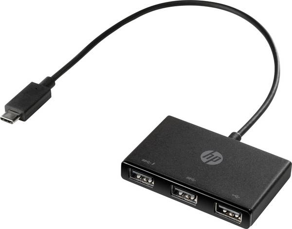 HP Inc. Z6A00AA USB hub 3 port USB-A USB 3.2 Gen1 5 GBit/s USB-C dugóval Fekete HP USB-C to USB-A - Hub - 3 x SuperSpeed USB 3.0
