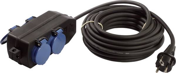 AS Schwabe 60671 Áram Hosszabbítókábel   Fekete 10.00 m H07RN-F 3G 1,5 mm²