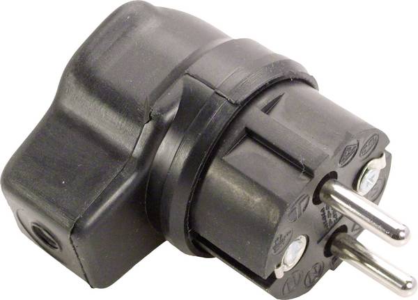 AS Schwabe 62207 Védőérintkezős hajlított dugó Tömör gumi  230 V Fekete IP44