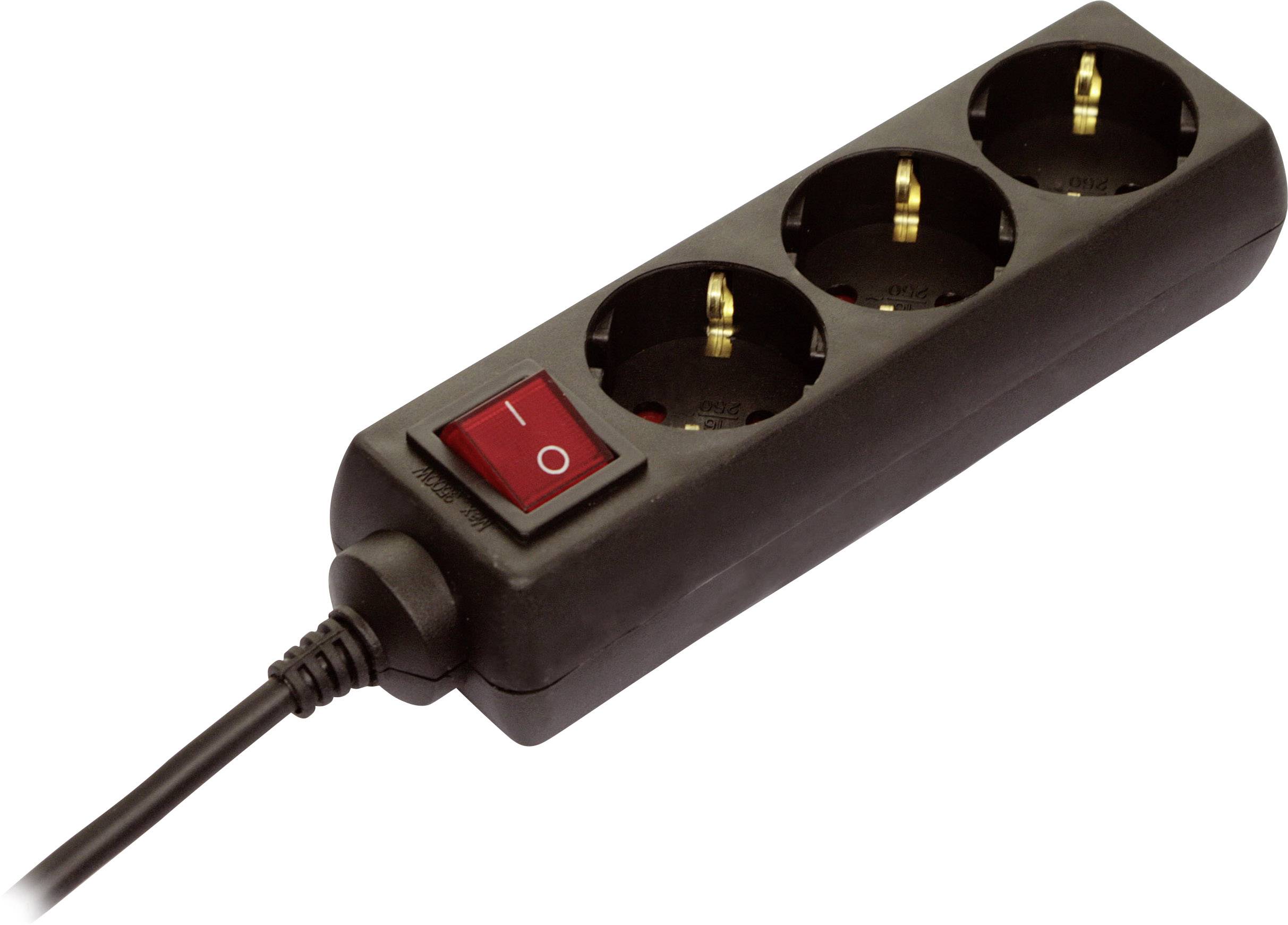 AS Schwabe 11362 Multipresa con interruttore Nero Schuko 1 pz.