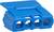Egy kék műanyag csatlakozó négy kerek nyílással, elektromos csatlakozásra alkalmas.