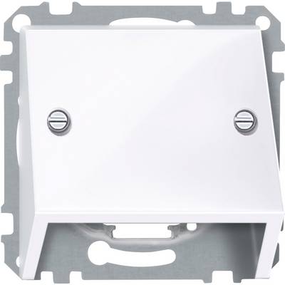 Fehér tartóváz két oldalsó csavarral, amelyet elektromos szerelési rendszerben fali elemek rögzítésére használnak.