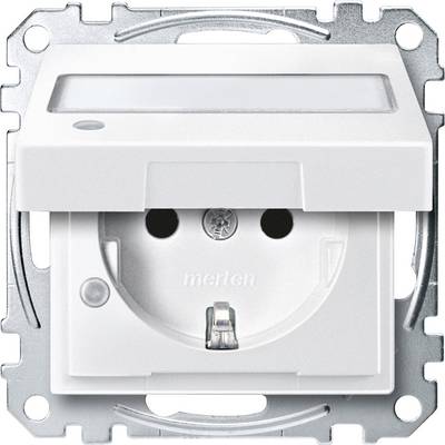 Fehér Schuko-dugalj billenő fedéllel és beépített LED-éjszakai fénnyel.