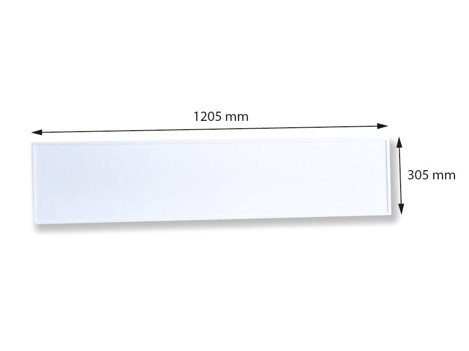 Fehér téglalap, amely egy táblát ábrázol, méretegységekkel: hosszúság 1205 mm és magasság 305 mm.