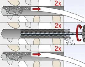 Egy csavarozási folyamat diagramja több lépéssel és útmutatóval a helyes összeszerelés bemutatásához.