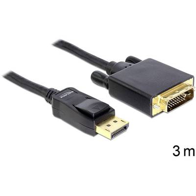 Delock Kijelző csatlakozó / DVI Átalakító kábel DisplayPort dugó, DVI-D 24+1 pólusú Csatlakozódugó 3.00 m Fekete 82592 D
