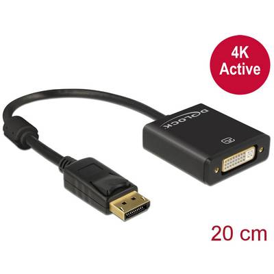 Delock Kijelző csatlakozó / DVI Átalakító kábel DisplayPort dugó, DVI, 24+5 pólusú Aljzat 0.20 m Fekete 62599 aranyozott