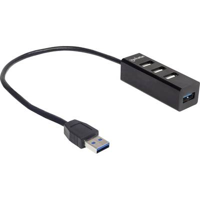 Manhattan 163828 4 port USB 3.2 -USB 2.0 kombinált hub  Fekete