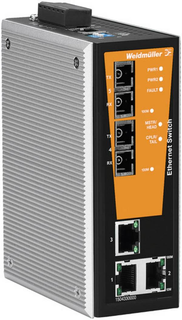 Weidmüller 1504350000 IE-SW-VL05MT-3TX-2SC Ipari Ethernet switch  10 / 100 MBit/s