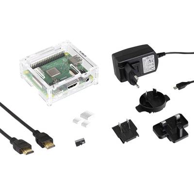 MAKERFACTORY Starter Raspberry Pi® 3 A+ 512 MB 4 x 1.4 GHz Tápegységgel, Házzal, Hűtőbordával, Noobs OS-sel, HDMI™ kábel