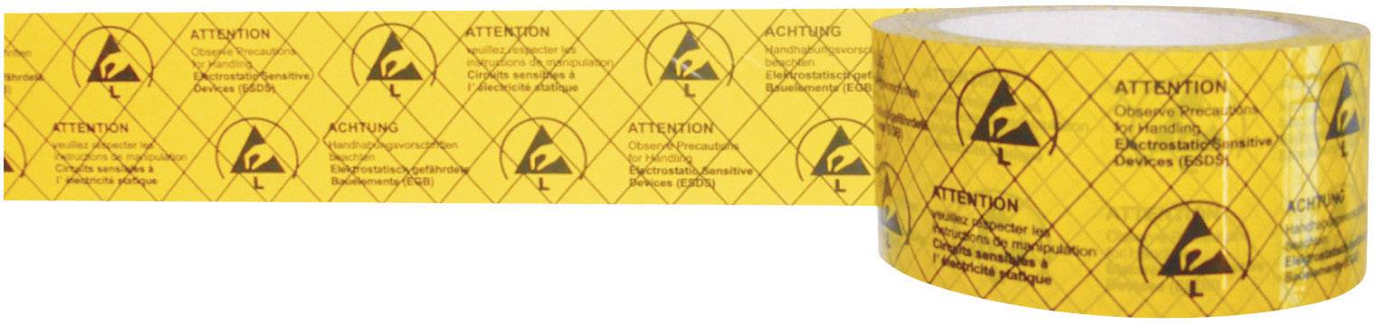 ESD ragasztószalag nyomtatott szöveggel BJZ C-195 005-PP (H x Sz) 50 m x 50 mm Sárga