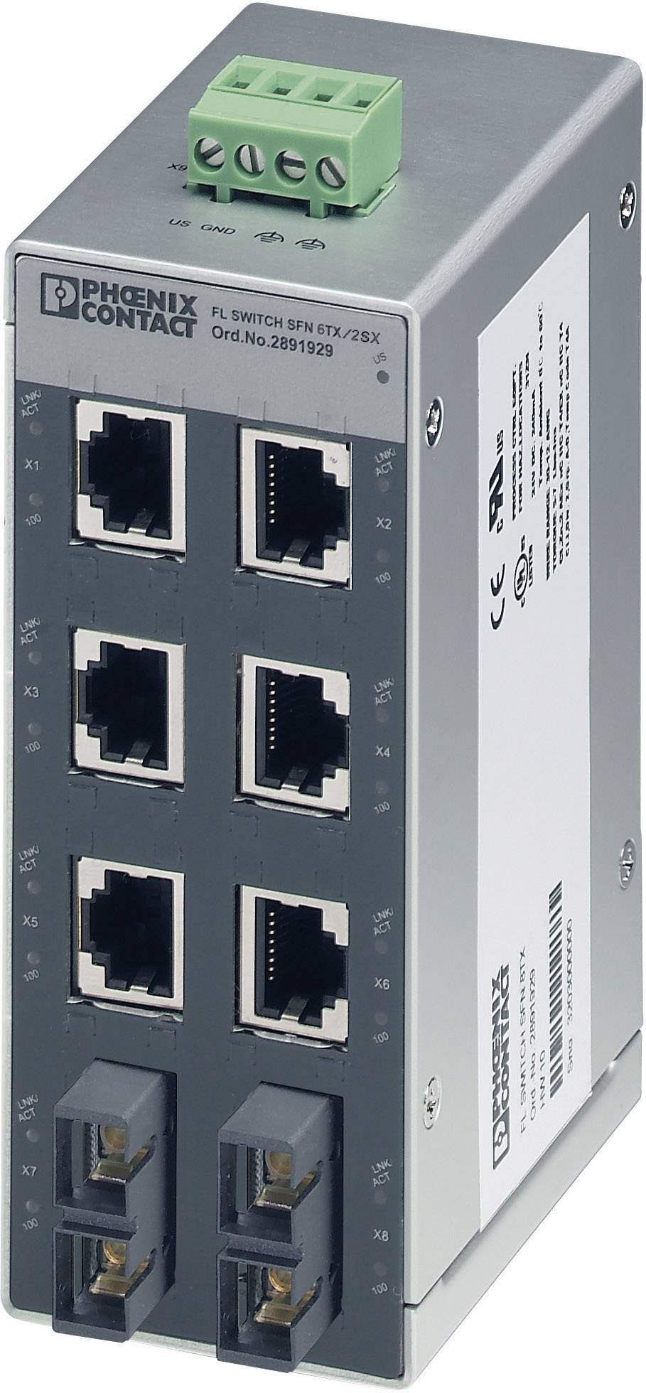 Ethernet Switch, Phoenix Contact FL SWITCH SFN 6TX/2FX 2891314