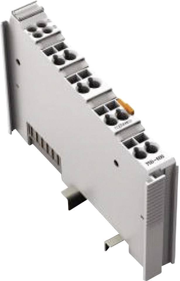 Egy modul több elektromos csatlakozóval, DIN-sínre szerelhető, valószínűleg automatizálási alkalmazásokhoz.