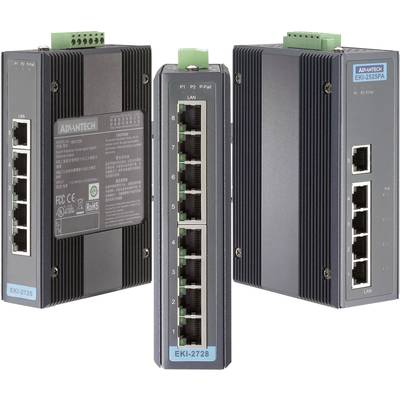 Ipari Ethernet switch, 8 LAN kimenet, 12 V/24 V/48 V/DC, Advantech EKI-2728