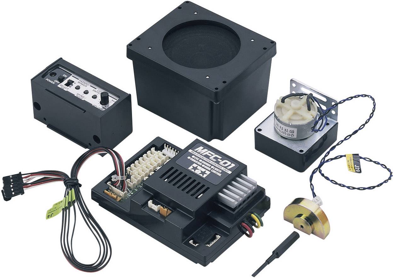 Elektronikus alkatrészek, köztük egy fő modul, hangszóró, vibrációs motor és kábelek, amelyek együttesen egy többfunkciós egységet alkotnak.