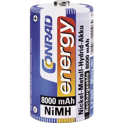 Góliát akku D NiMH, 1,2V 8000 mAh, Conrad Energy HR20, LR20, D, AM1, XL, MN1300, 813, E95, LR20N, 13A-0