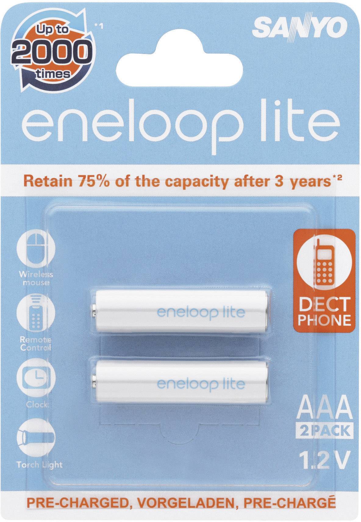 Mikroakku készlet, Sanyo Eneloop AAA Lite, 2 db-os csomag, 600 mAh-2