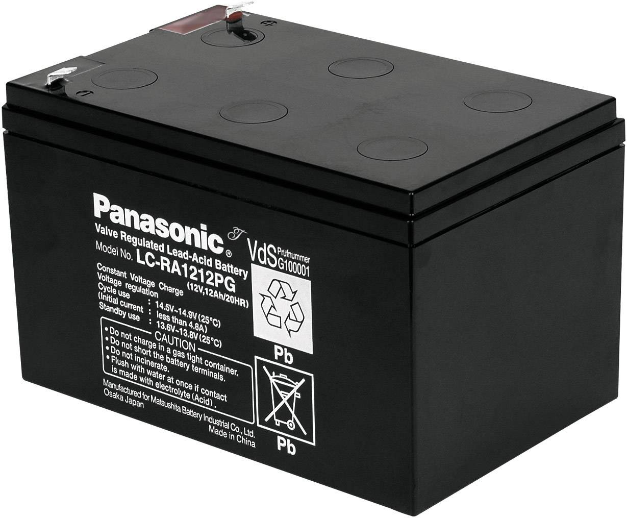 Panasonic 12 V 12 Ah Ólomakku 12 V 12 Ah Ólom-vlies (AGM) (Sz x Ma x Mé) 151 x 94 x 98 mm 6,35 mm-es laposérintkezős dug-3