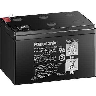 Panasonic 12 V 12 Ah Ólomakku 12 V 12 Ah Ólom-vlies (AGM) (Sz x Ma x Mé) 151 x 94 x 98 mm 6,35 mm-es laposérintkezős dug-0