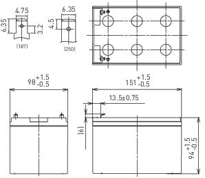 Panasonic 12 V 12 Ah Ólomakku 12 V 12 Ah Ólom-vlies (AGM) (Sz x Ma x Mé) 151 x 94 x 98 mm 6,35 mm-es laposérintkezős dug-4