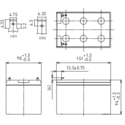 Panasonic 12 V 12 Ah Ólomakku 12 V 12 Ah Ólom-vlies (AGM) (Sz x Ma x Mé) 151 x 94 x 98 mm 6,35 mm-es laposérintkezős dug-4