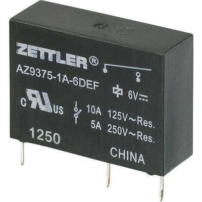 Miniatűr teljesítmény relé AZ9375, 10 A Zettler Electronics AZ9375-1A-24DEF 24 V/DC 1 záró  10 A  30 V/DC/277 V/AC