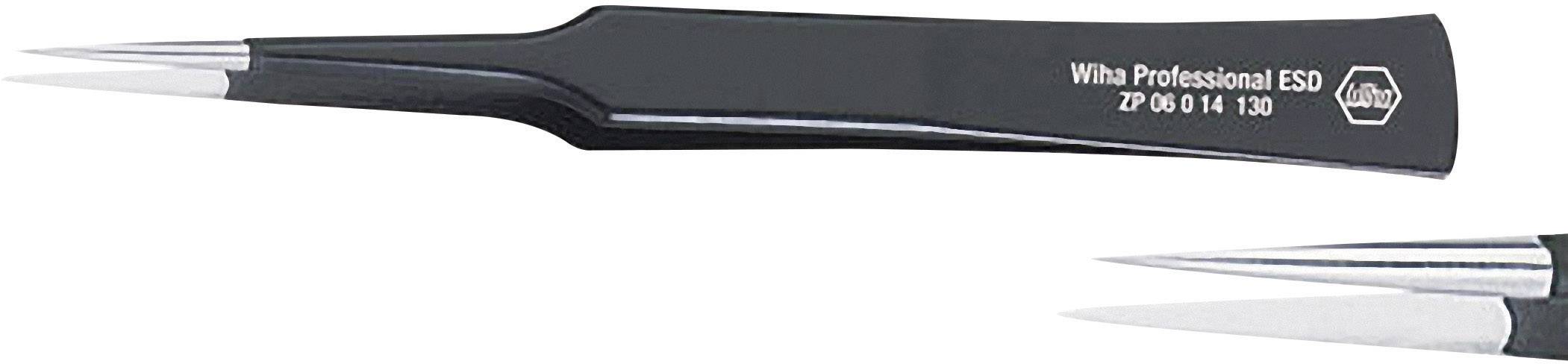 Műszerész csipesz, alkatrészfogó csipesz 130 mm hosszú Wiha ESD 32347