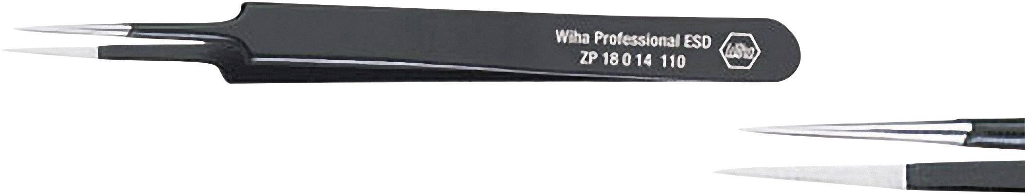 Műszerész csipesz, alkatrészfogó csipesz 110 mm hosszú Wiha ESD 32334