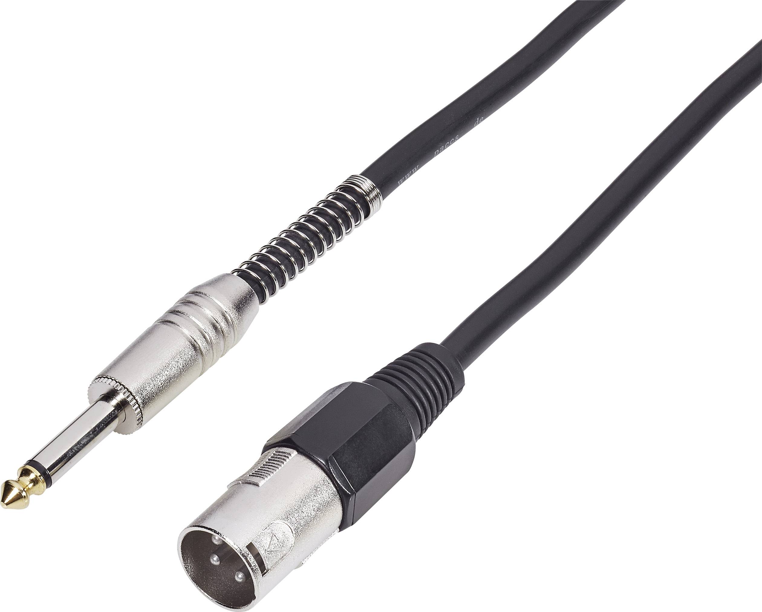 Hangszórókábel 10 m 1,5 mm² XLR dugó - 6,3 jack dugó, fekete, Paccs-1