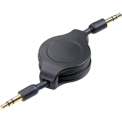Jack - RCA audio kábel, 1x 3,5 mm jack dugó - 2x RCA dugó, 1,1 m, fekete, felcsévélhető, SpeaKa Professional 325069