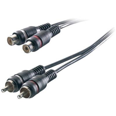 RCA audio kábel, 2x RCA dugó - 2x RCA aljzat, 3 m, fekete, SpeaKa Professional 325095