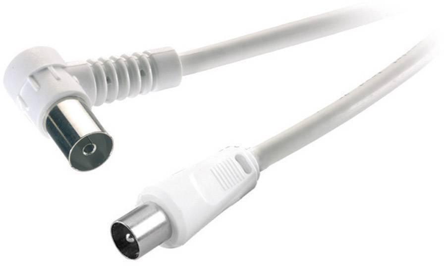 SpeaKa Professional Antennák Csatlakozókábel [1x Antennadugó, 75 Ω - 1x Antennacsatlakozó alj, 75 Ω] 10.00 m 75 dB 90°-ban jobbra hajlított Fehér