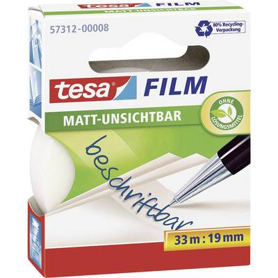 Egy Tesa Film csomagolás, 33 m x 19 mm, matt és láthatatlan, 'írható' felirattal, oldószermentes, újrahasznosítható csomagolásban.