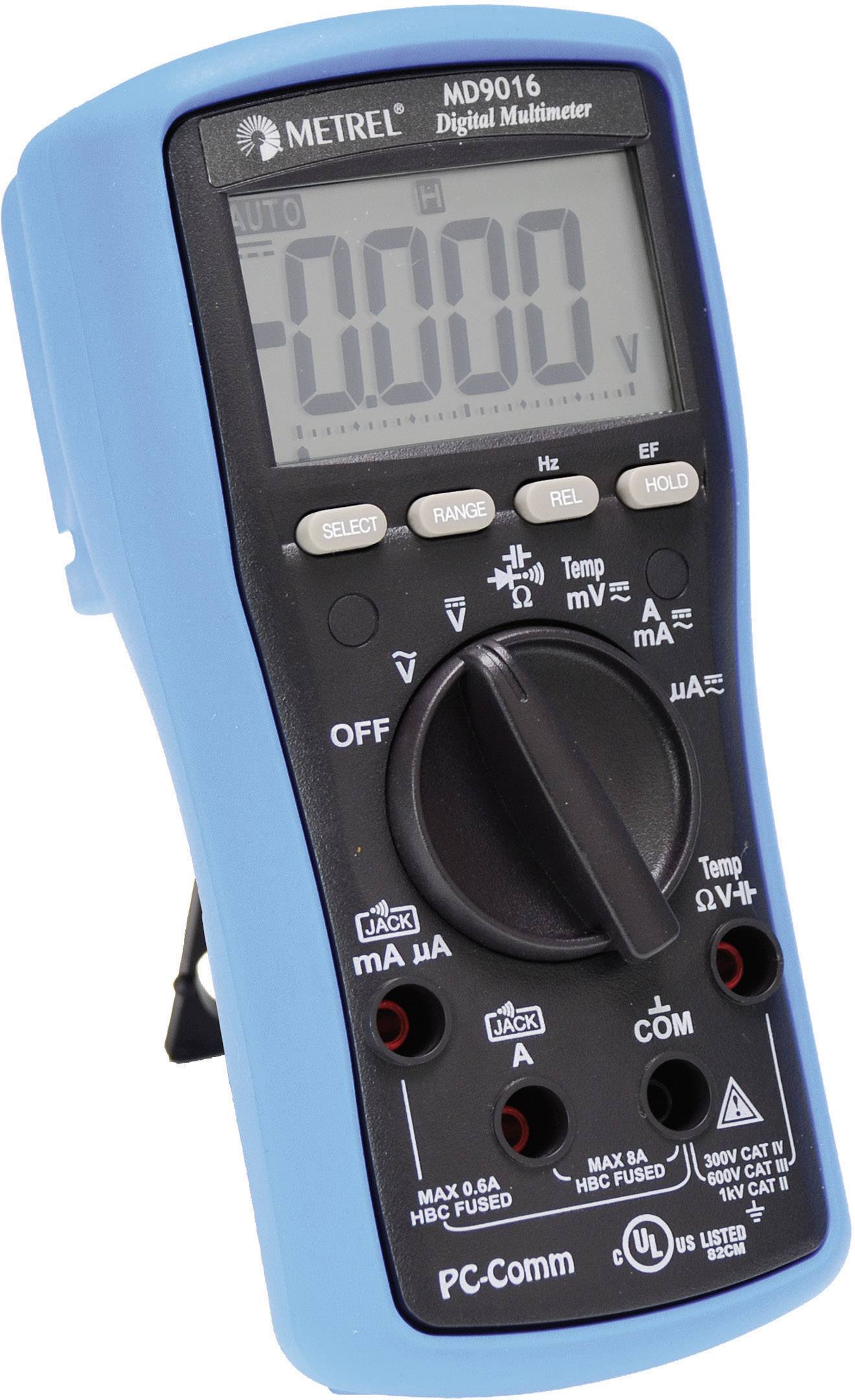 Digitális multiméter, mérőműszer CAT II 1000 V, CAT III 600 V Metrel MD9016