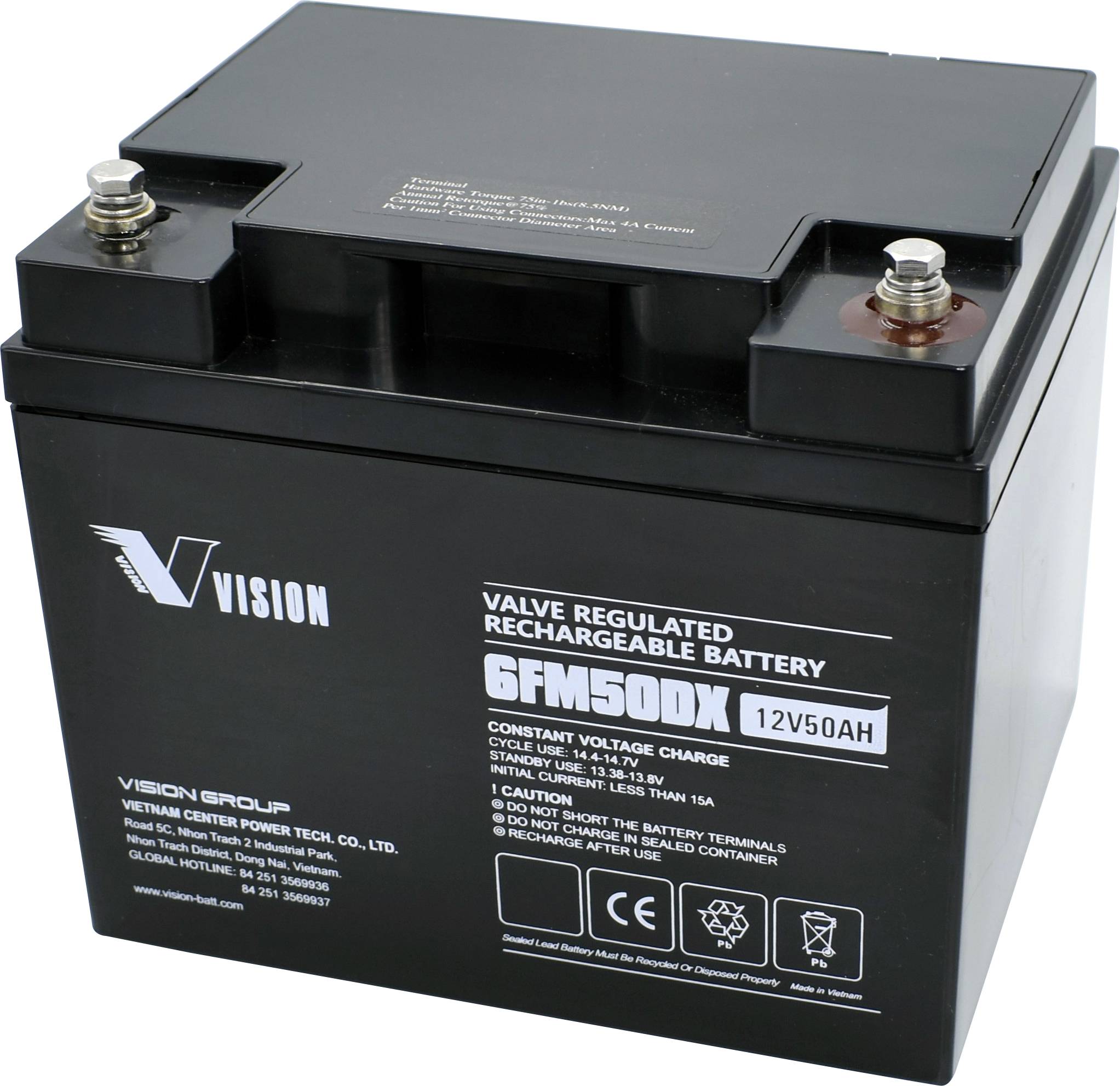 Ólomakku 12 V 50 Ah Vision Akkus 6FM50DX, Vision 6FM50DX Ólomzselés (AGM) 197 x 170 x 165 mm ,Ciklusálló