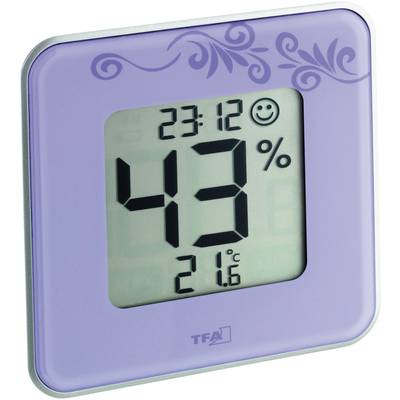 Digitális páratartalom-/hőmérő, lila, TFA Style 30.5021.11
