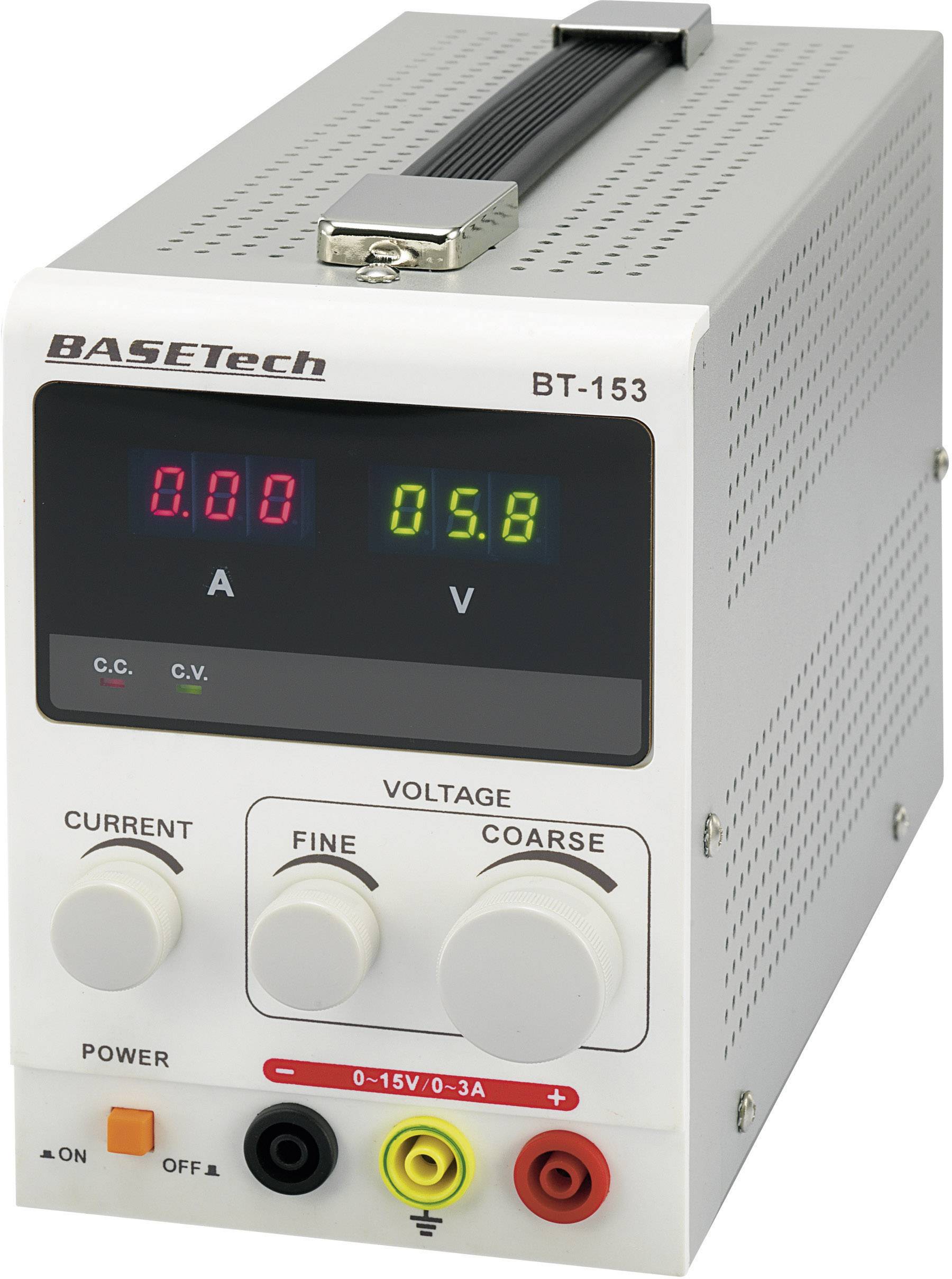 Labortápegység, szabályozható Basetech BT-153 0 - 15 V/DC 0 - 3 A 45 W Kimenetek száma 1 x Kalibrált ISO