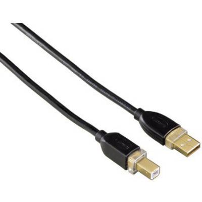 USB 2.0 kábel [1x USB 2.0 dugó A - 1x USB 2.0 dugó B] 3 m fekete aranyozott Hama 00046772