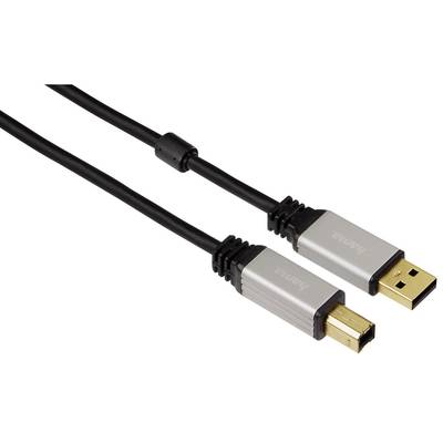 USB 2.0 Csatlakozókábel [1x USB 2.0 dugó A - 1x USB 2.0 dugó B] 1.80 m fekete aranyozott dugaszolós érintkezők Hama