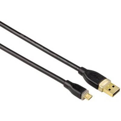 USB - mikro USB átalakító kábel [1x USB 2.0 dugó A - 1x USB 2.0 dugó mikro-B] aranyozott 1.80 m fekete Hama 78419
