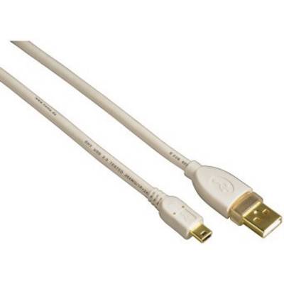 USB 2.0 Csatlakozókábel [1x USB 2.0 dugó A - 1x USB 2.0 dugó Mini-B] 1.80 m fehér aranyozott dugaszolós érintkezők Hama