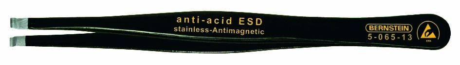 ESD SMD csipesz 120 mm, egyenes, fogó mélyedéssel, Ø 0,8 x 3 mm, Bernstein 5-065-13
