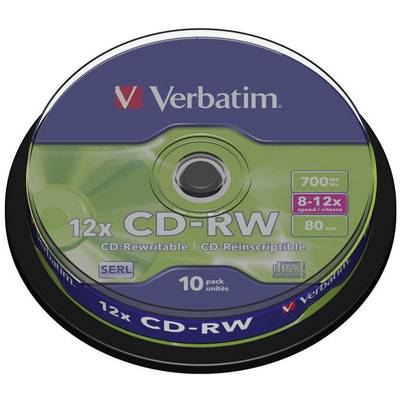 Írható CD-RW 700 MB Verbatim 43480 10 db Újraírható