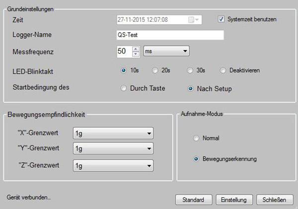 USB-s vibráció adatgyűjtő, ±18 G adatgyűjtő, 3 dimenziós kijelzéssel, memória 8 Mbit, VOLTCRAFT DL-131G-4
