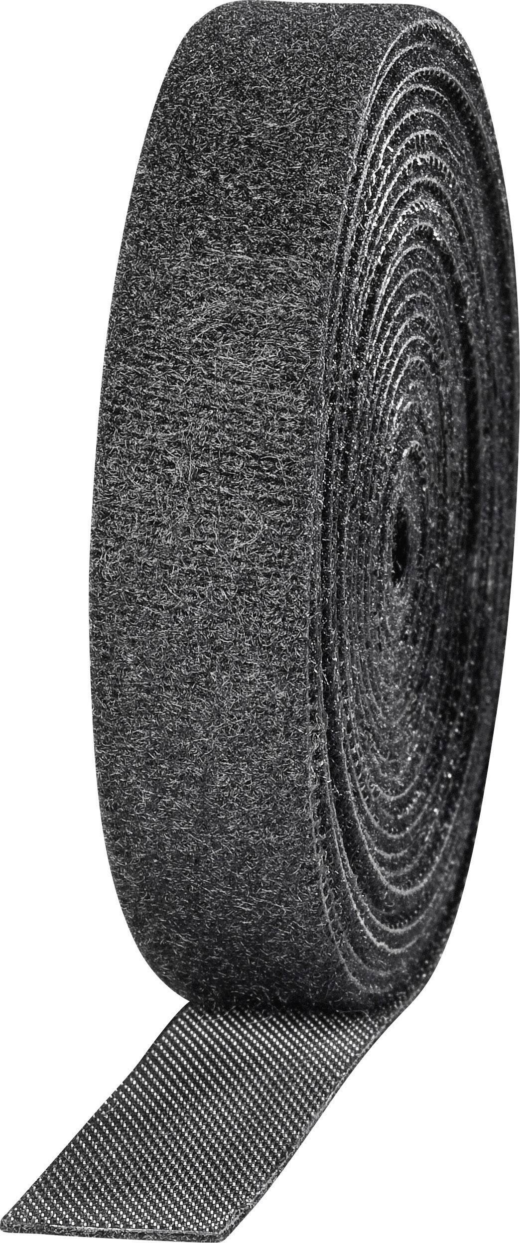 Tépőzár kötegeléshez bolyhos és horgos fél 3 m x 16 mm Fekete TOOLCRAFT KL16X3000C 2 tekercs