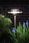 Kültéri napelemes tüske Ufo LED 3-os, rozsdamentes acél, átlátszó
