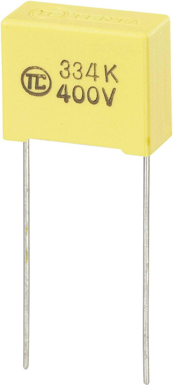MKS fóliakondenzátor, radiális, álló 0,33 µF 400 V/DC 5 % RM 15 mm 18 x 8,5 x 14,5 mm TRU COMPONENTS